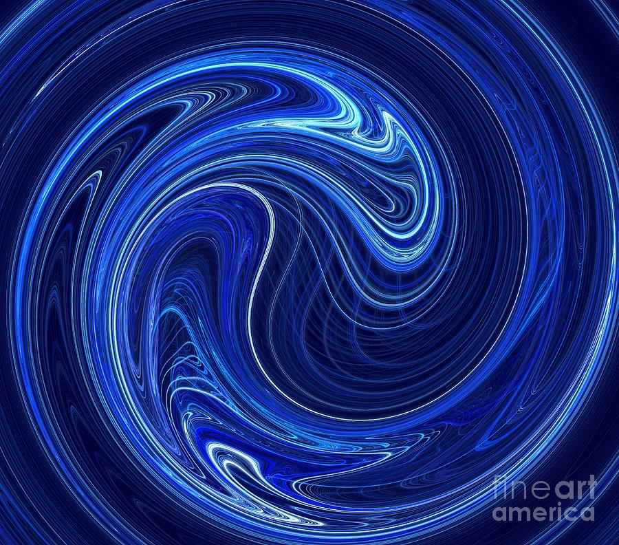 Abstract Digital Art - Blue Wave Swirl by Kim Sy Ok