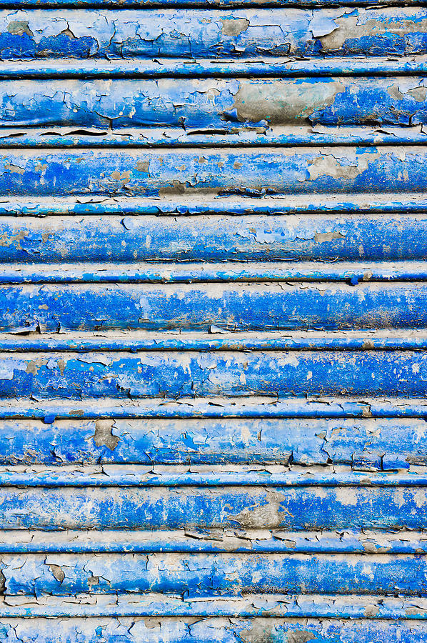 Vintage Photograph - Blue weathered metal  by Tom Gowanlock