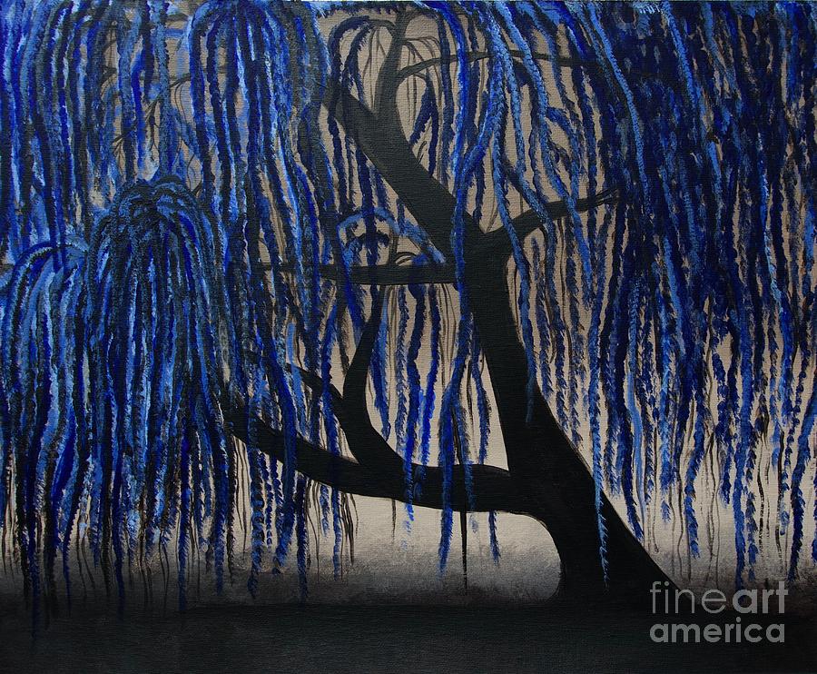Blue Weeping Willow Painting by Dominoe Gregor