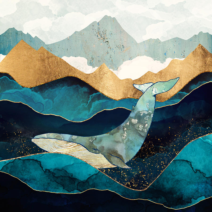 Digital Digital Art - Blue Whale by Spacefrog Designs