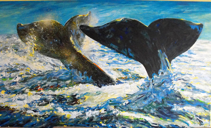 Blue Whales Painting by Koro Arandia