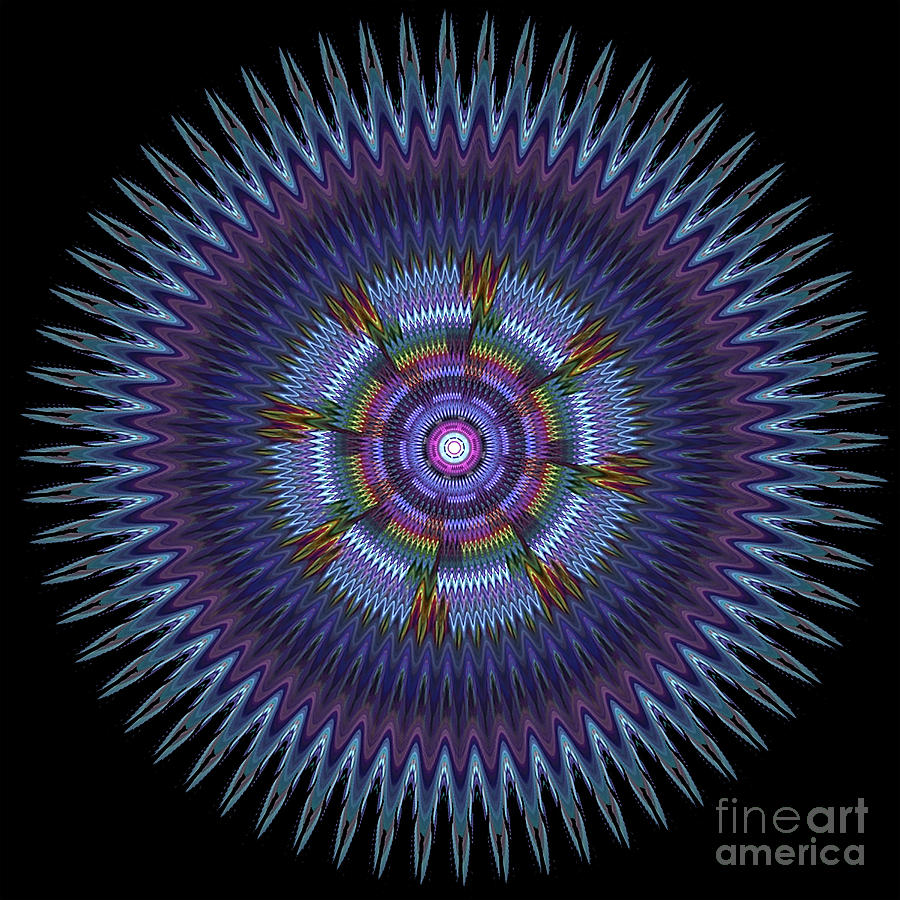 Blue Wheel Mandala Digital Art by Elizabeth Alexander
