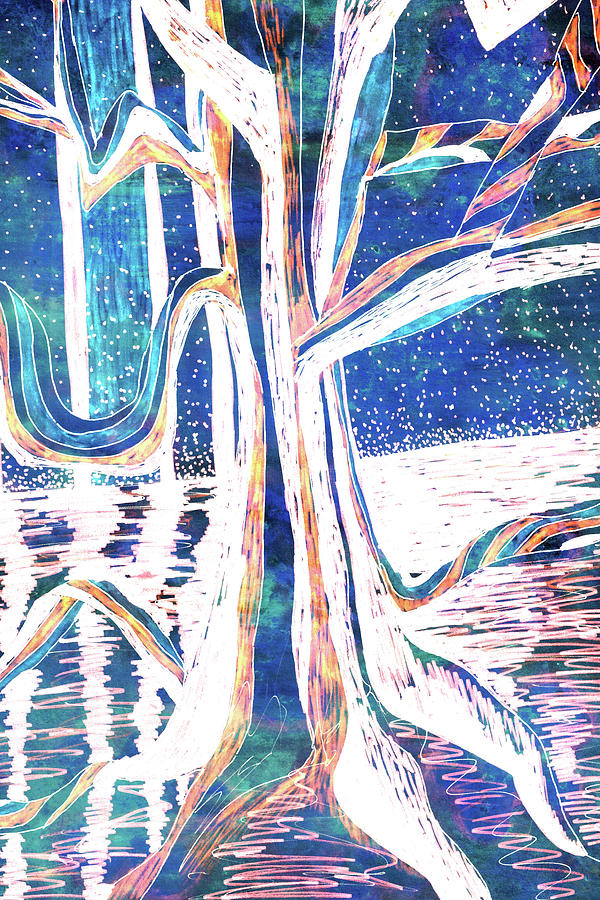 Blue-White Full Moon River Tree by Gecko Joy Blue-White Full Moon River Tree by Gecko Joy