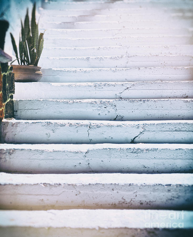 Blue white steps Photograph by Patricia Hofmeester