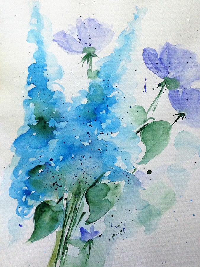 Blue Wild Flowers 1 Painting by Britta Zehm