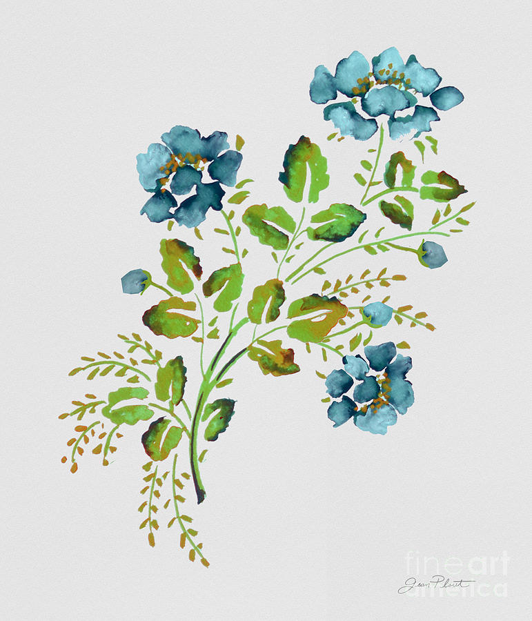 Blue Wild Rose-JP3790 Painting by Jean Plout
