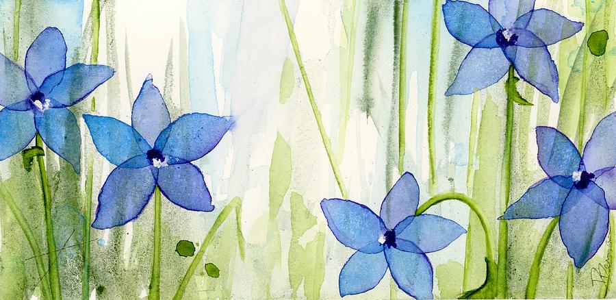 Blue Wildflowers Painting by Dawn Derman