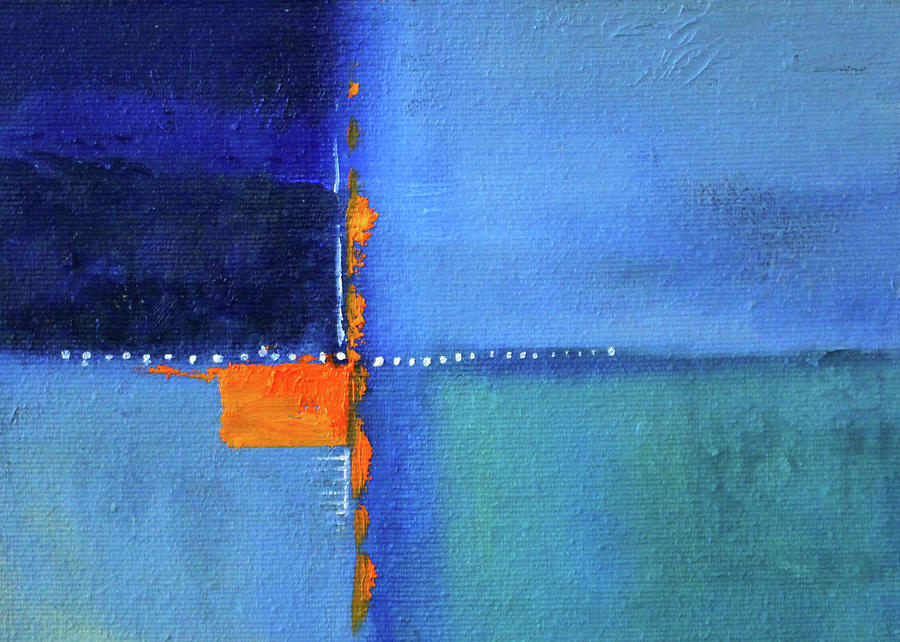 Blue Window Abstract Painting by Nancy Merkle