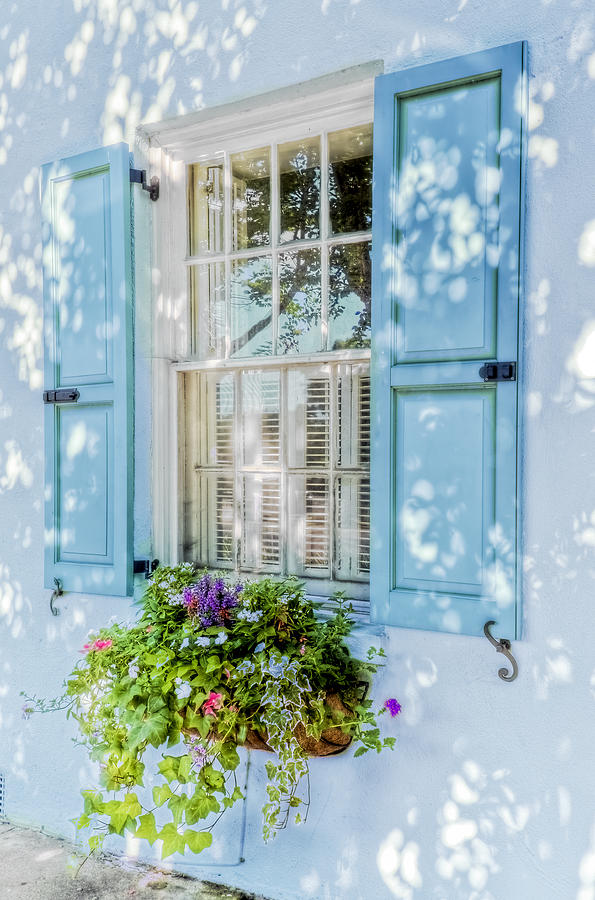 Architecture Photograph - Blue Window Box by DCat Images