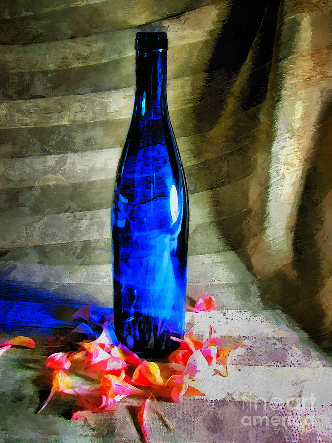 Blue Wine Bottle Photograph by Todd Blanchard