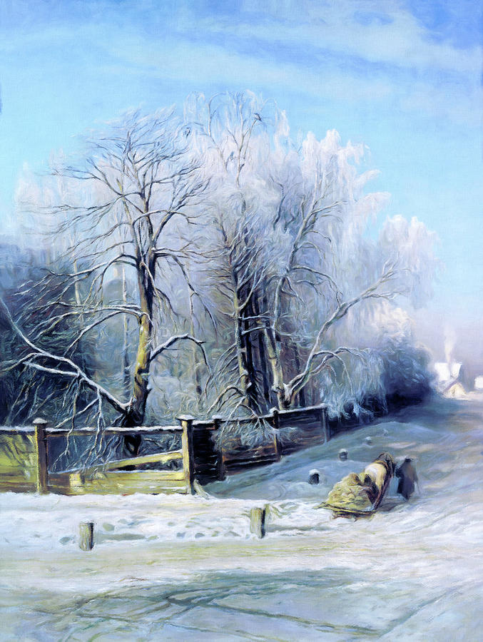 Blue Winter Days Mixed Media by Georgiana Romanovna