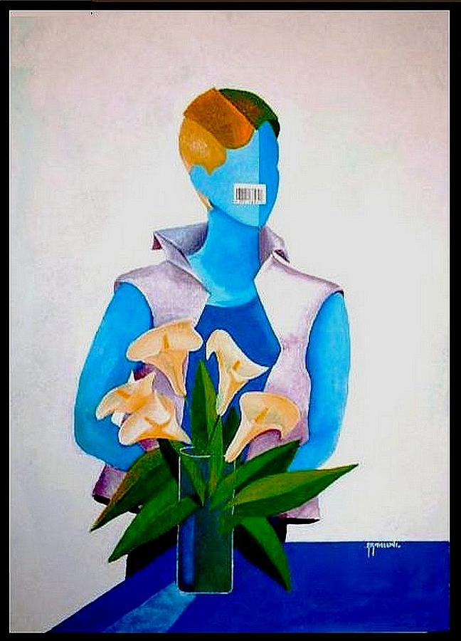 Blue Women Painting by Announi Abdelali