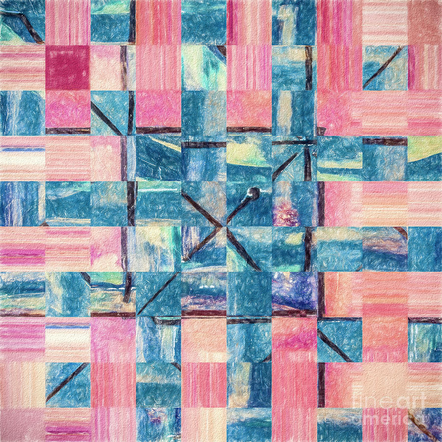 Blue Woven by Pink Mixed Media by Liz Leyden