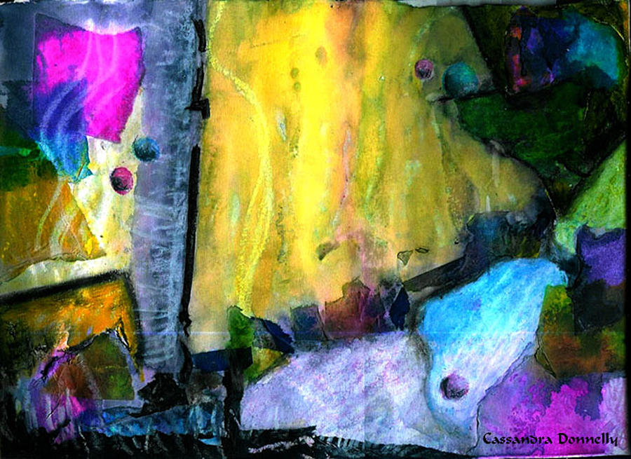 Digital Digital Art - Blue Yellow Pink Mixed Media Collage by Cassandra Donnelly