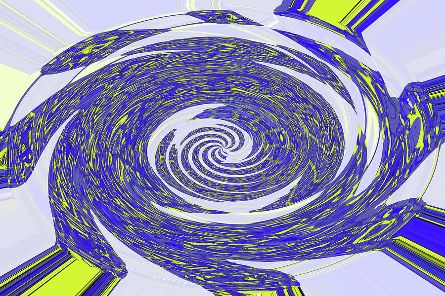 Blue Yellow Rotor Abstract Digital Art by Tom Janca