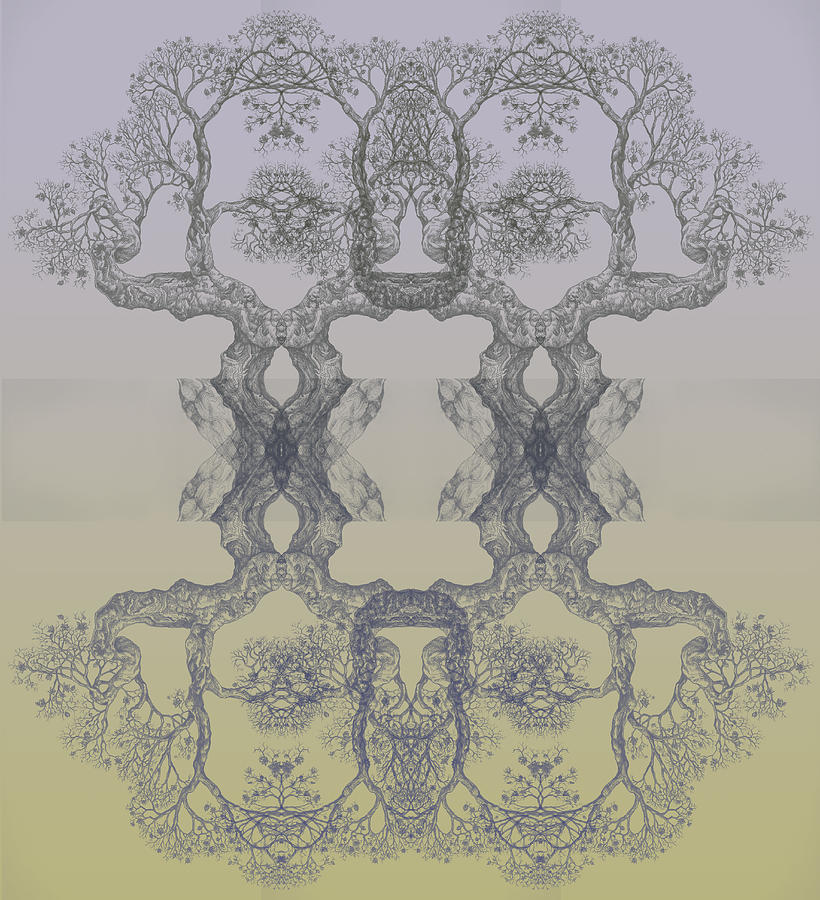 BLUE YELLOW Tree 14 Hybrid 4 Digital Art by Brian Kirchner