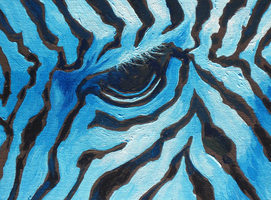 Blue Zebra Painting by Sandy Tracey
