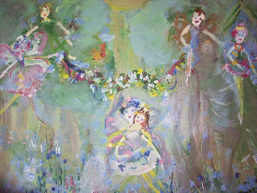 Fairy Painting - Bluebell Fairies by Judith Desrosiers