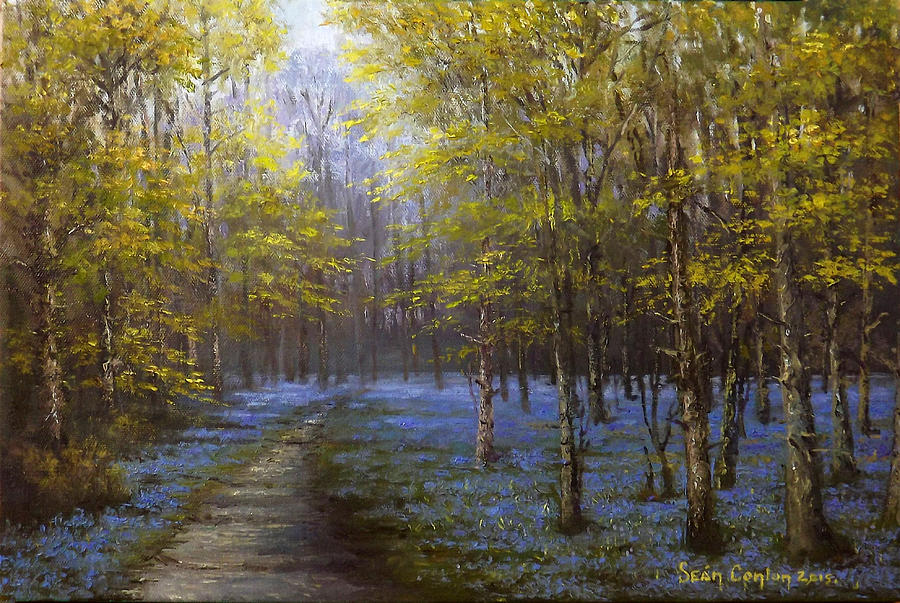 Tree Painting - Bluebell Splendour in Garryhinch by Sean Conlon