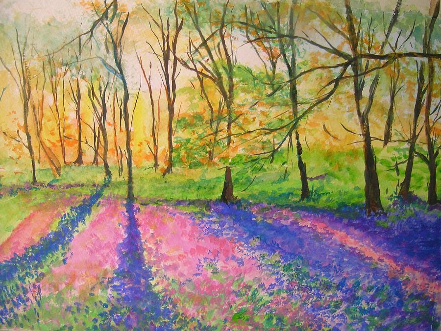 Bluebell Wood Painting by Lizzy Forrester