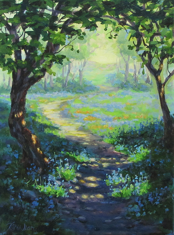Bluebells and Sunshine Painting by Karen Ilari