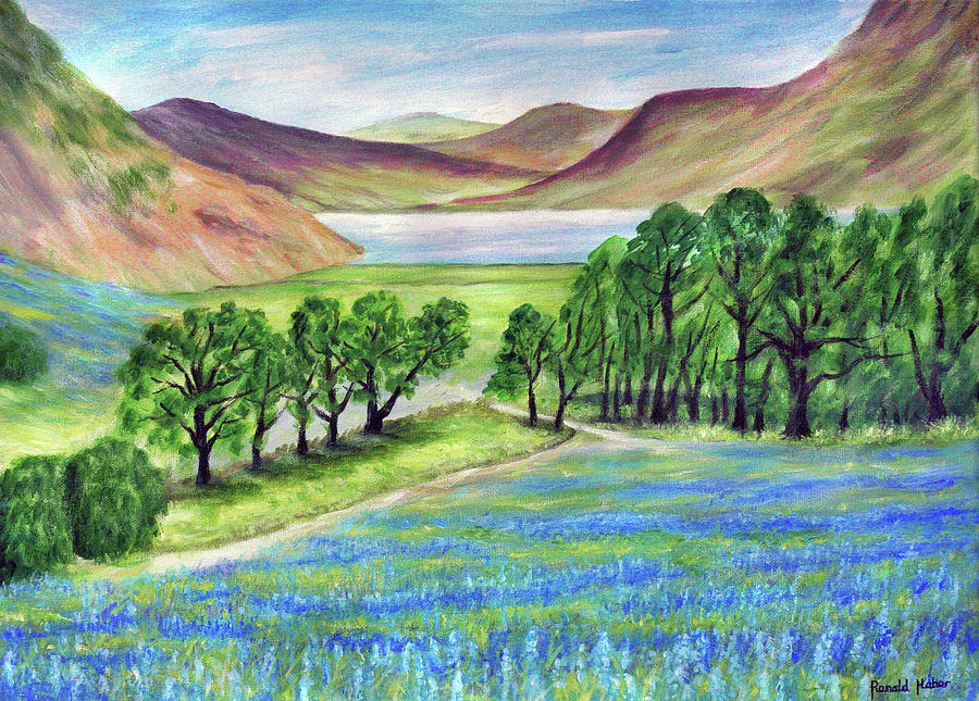 Landscape Painting - Bluebells at Crummock Water- Lake District by Ronald Haber