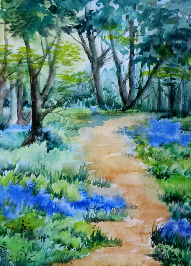Bluebells in Friday Woods Painting by Angelina Whittaker Cook