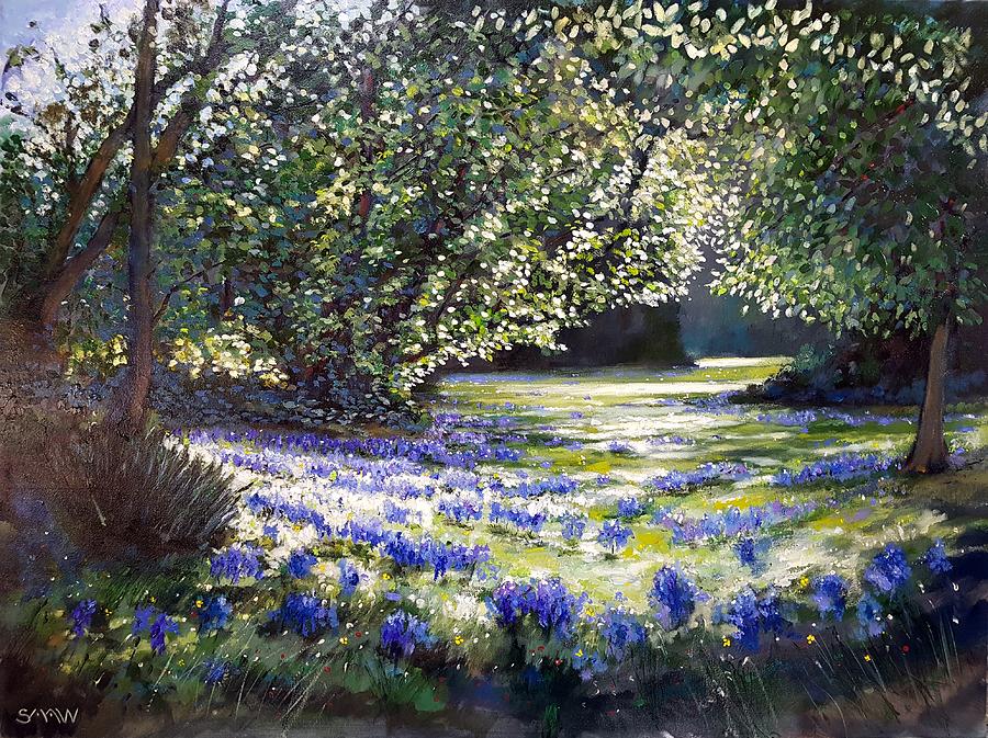 Bluebells Path Painting by Robert Shaw