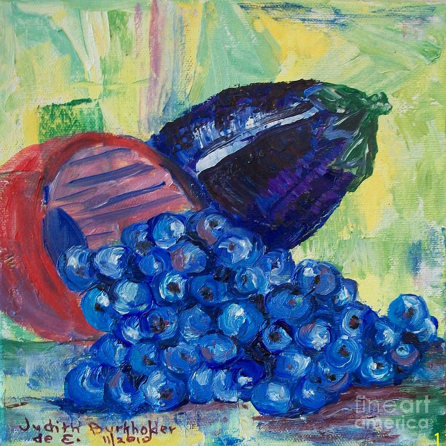 Blueberries and Eggplant Painting by Judith Espinoza