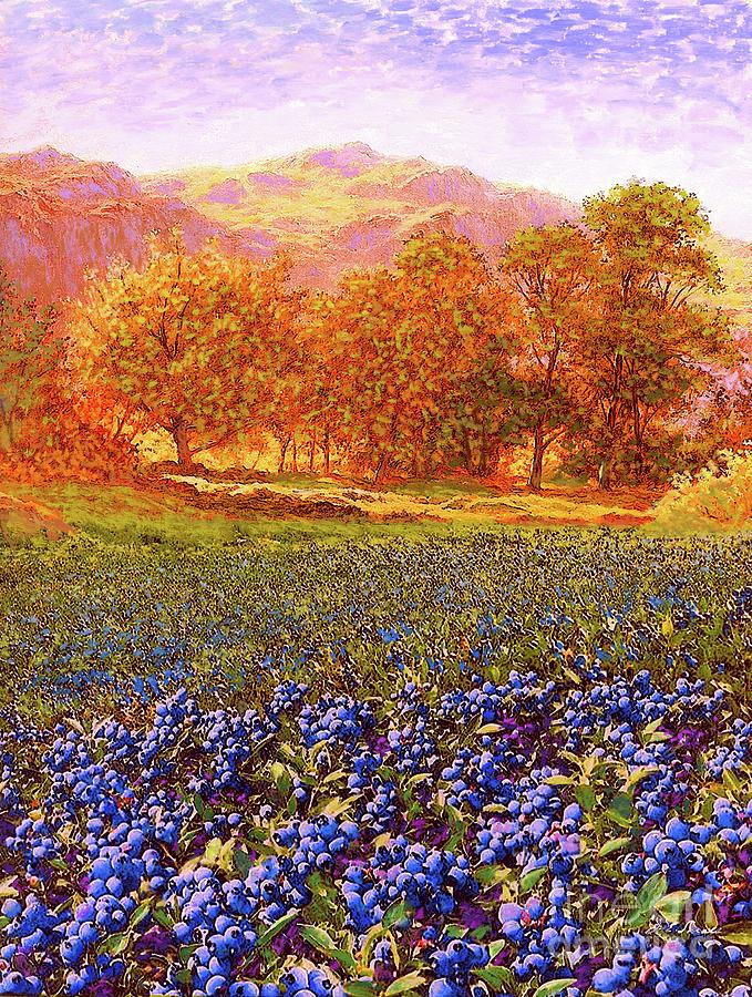 Meadow Painting - Blueberry Fields by Jane Small Meadow Painting - Blueberry Fields by Jane Small