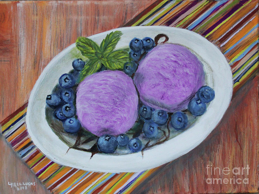 Still Life Painting - Blueberry Ice Cream Party by Lyric Lucas