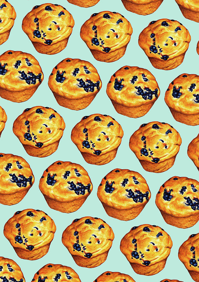 Vintage Digital Art - Blueberry Muffin Pattern by Kelly Gilleran