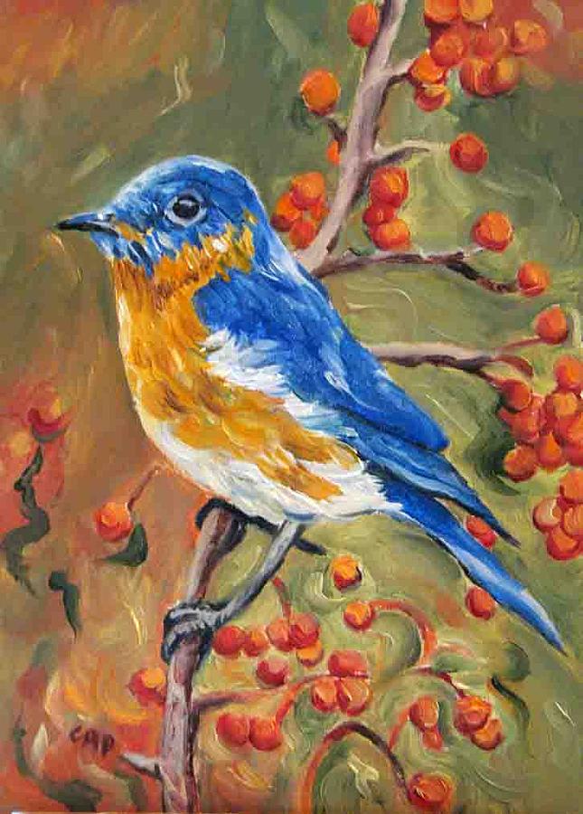 Bluebird Painting by Cheryl Pass