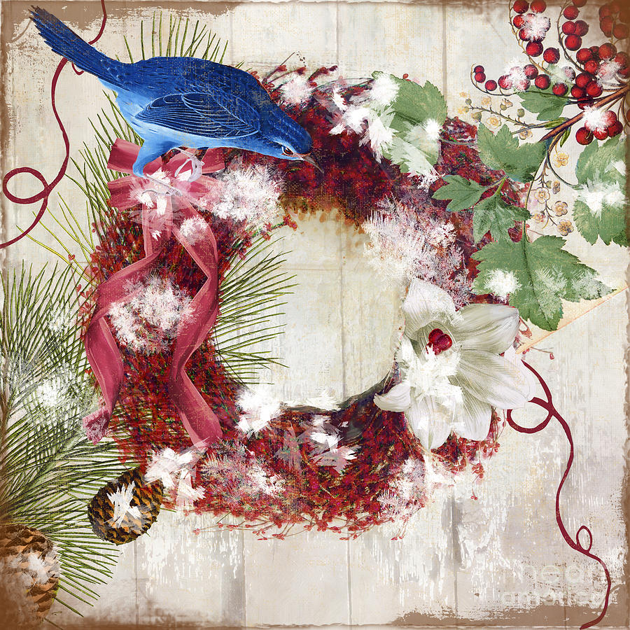 Bluebird Christmas I Painting by Mindy Sommers