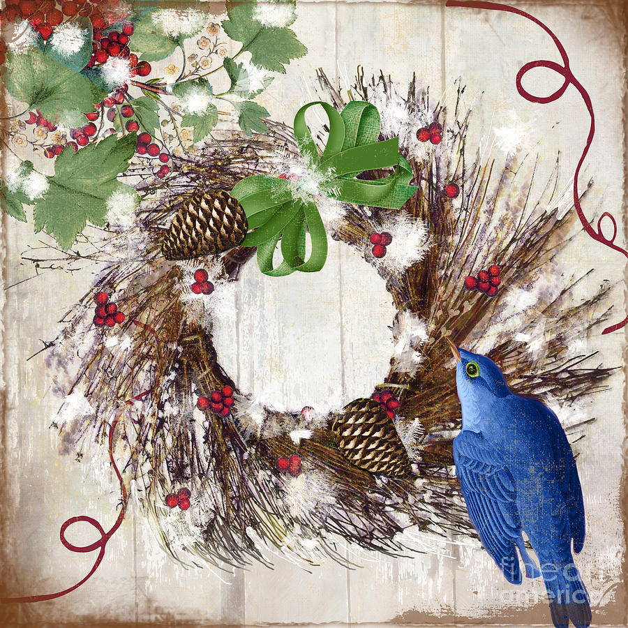 Bluebird Christmas II Painting by Mindy Sommers
