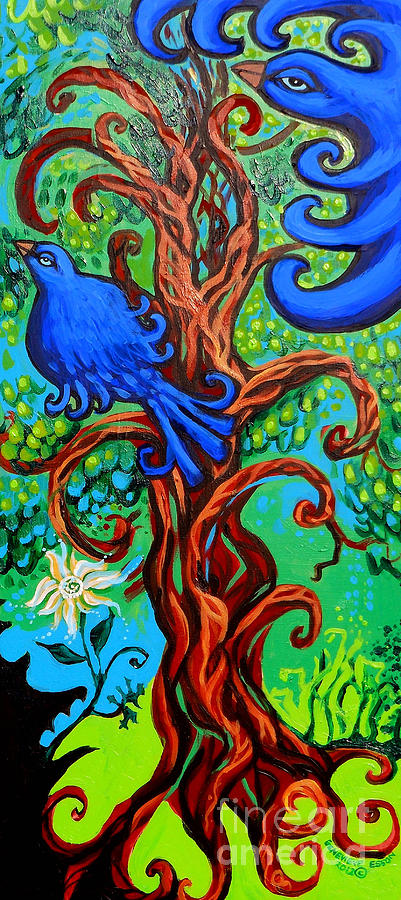 Bluebird Painting - Bluebird In Tree by Genevieve Esson
