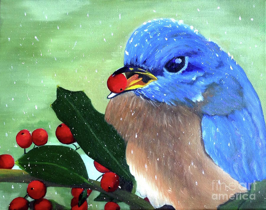 Bluebird Painting by Jennefer Chaudhry