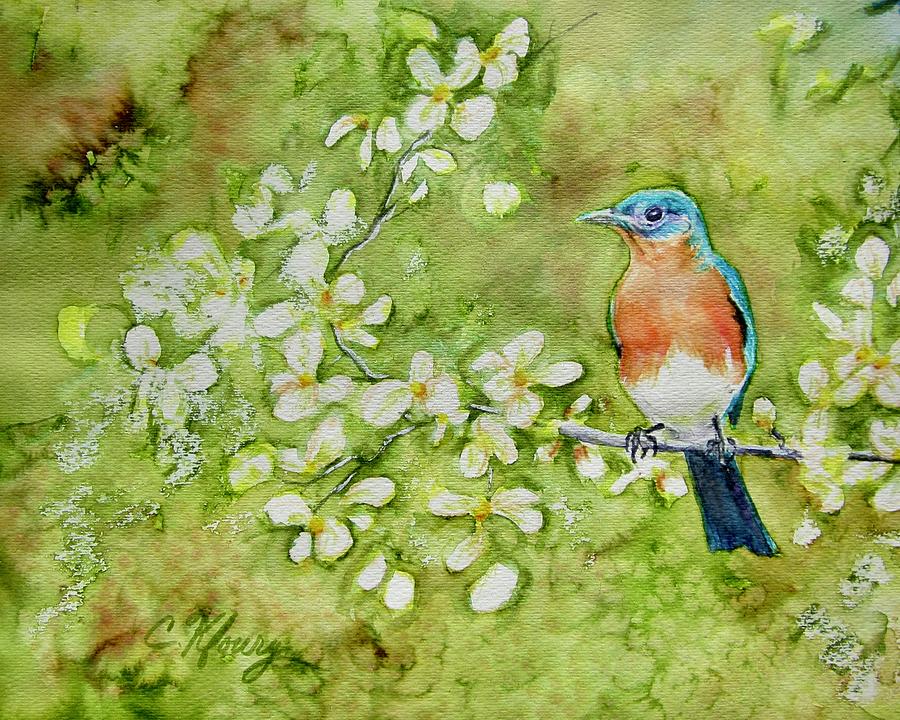 Bluebird of Happiness Painting by Christine Kfoury