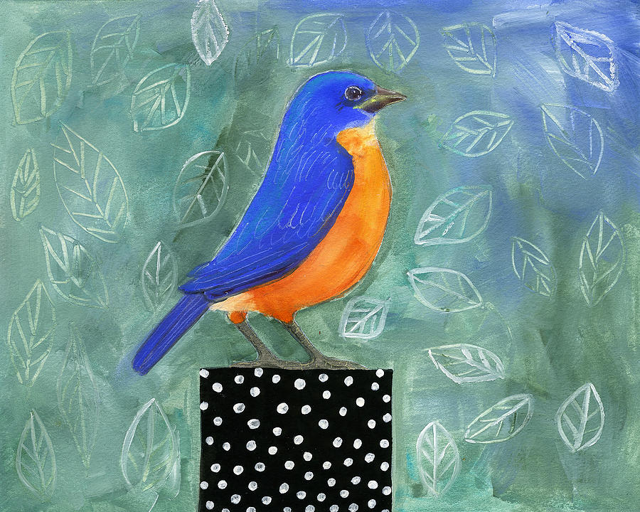 Bluebird Songbird Painting by Blenda Studio