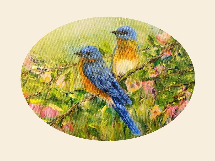 Bluebirds for T-Shirts and Accessories Painting by Loretta Luglio