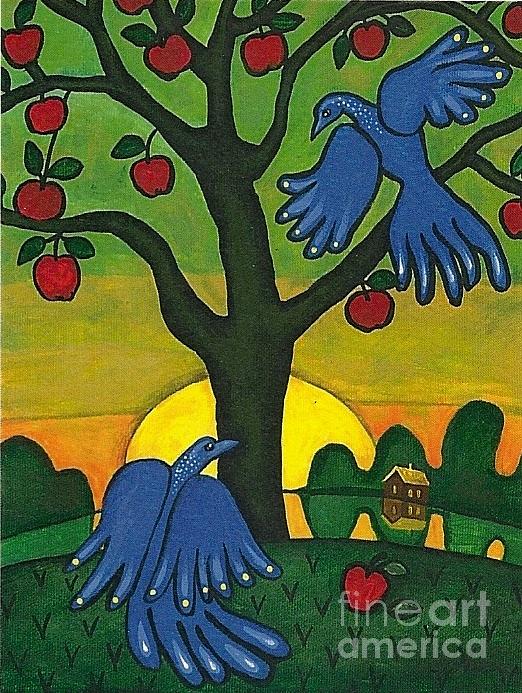 Bluebirds of Paradise Painting by Margaryta Yermolayeva