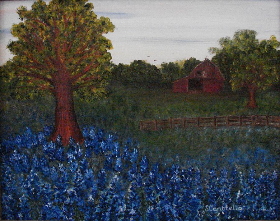 Tree Painting - Bluebonnet Barn by Shiana Canatella