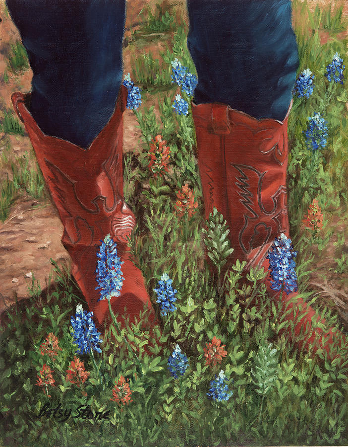 Bluebonnets And Boots Painting
