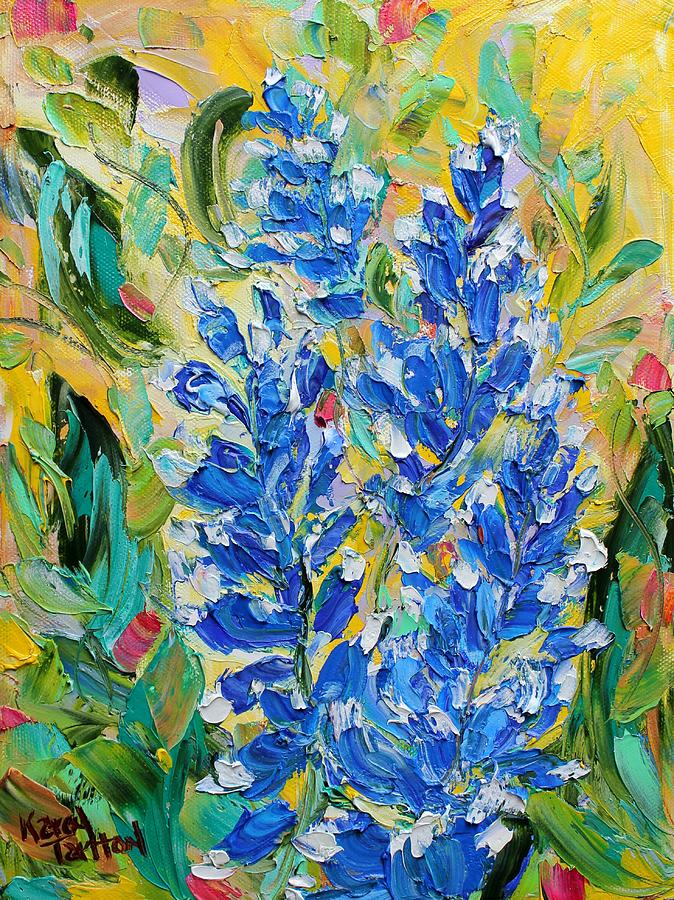 Bluebonnets Painting by Karen Tarlton