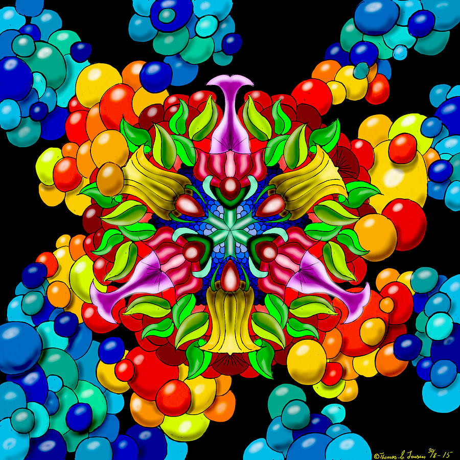 Bluebubbleflower Painting by ThomasE Jensen