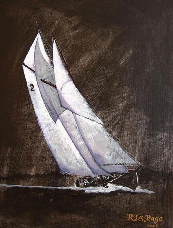 Boat Painting - Bluenose at Night Coming by Richard Le Page
