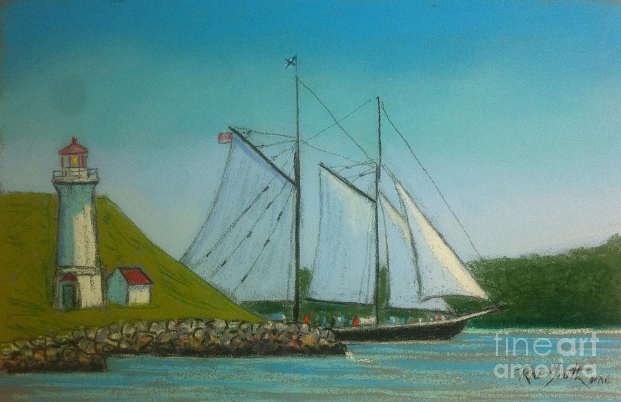 Bluenose passing Georges Island Pastel by Rae  Smith
