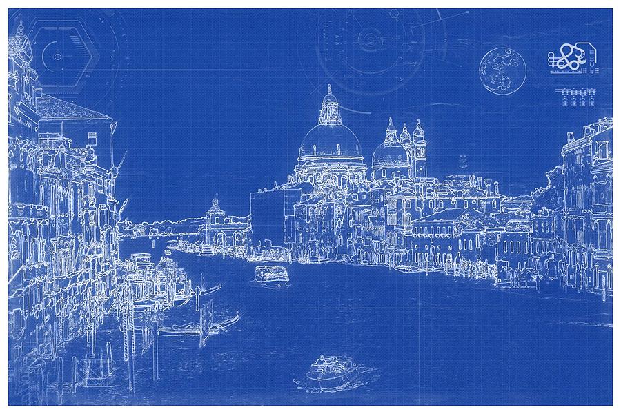 Blueprint Drawing Of Venice Painting