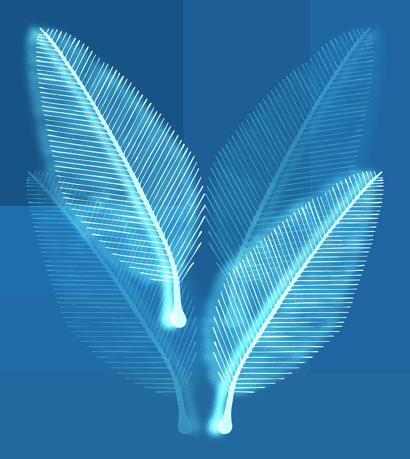 Blueprint Leaves Painting by Frank Tschakert