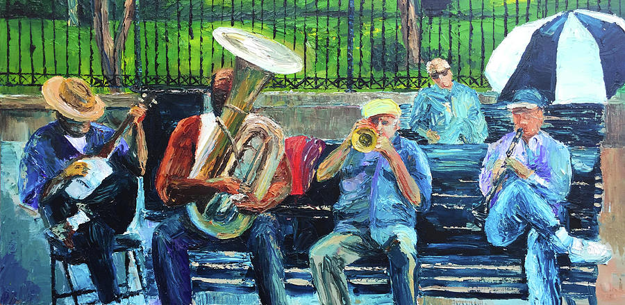 Music Painting - Blues Bench by Lauren Luna